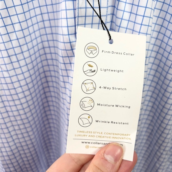 Men's Blue Checkered Polo Shirt - Picture 6 of 8